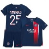 Conjunto (Camiseta+Pantalón Corto) Paris Saint-Germain 2023-24 N.Mendes 25 Primera Equipación - Niño